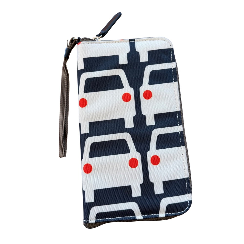Orla Kiely for Target Car Print Travel Wallet Organizer Navy Blue Wristlet